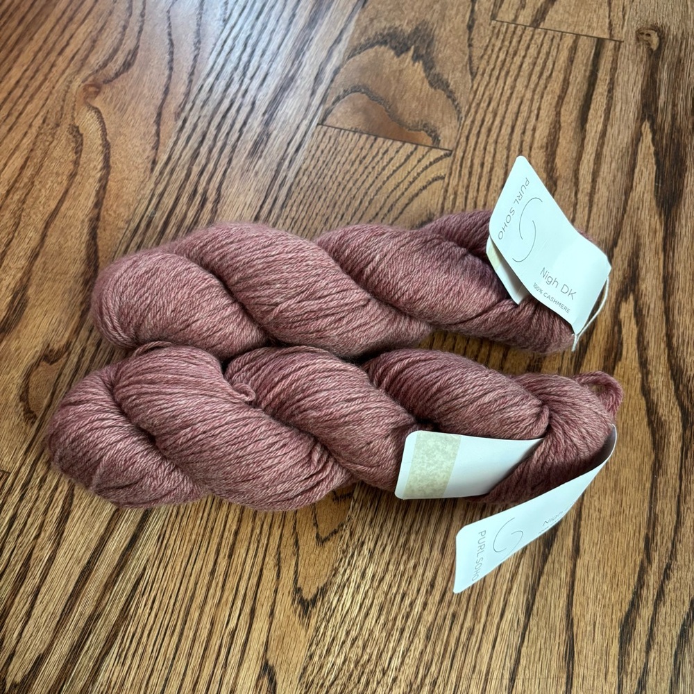 Purl Soho Yarn Nigh DK 100% Cashmere Pink Snail 55g 199 Yards Knitting Lot of 2